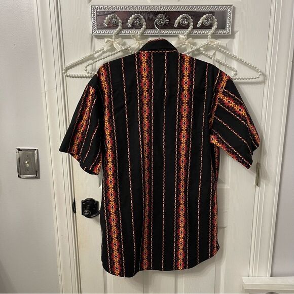 Vintage Wrangler Wester Navajo Aztec Print Cowboy Button Up Shirt - Picture 8 of 9
